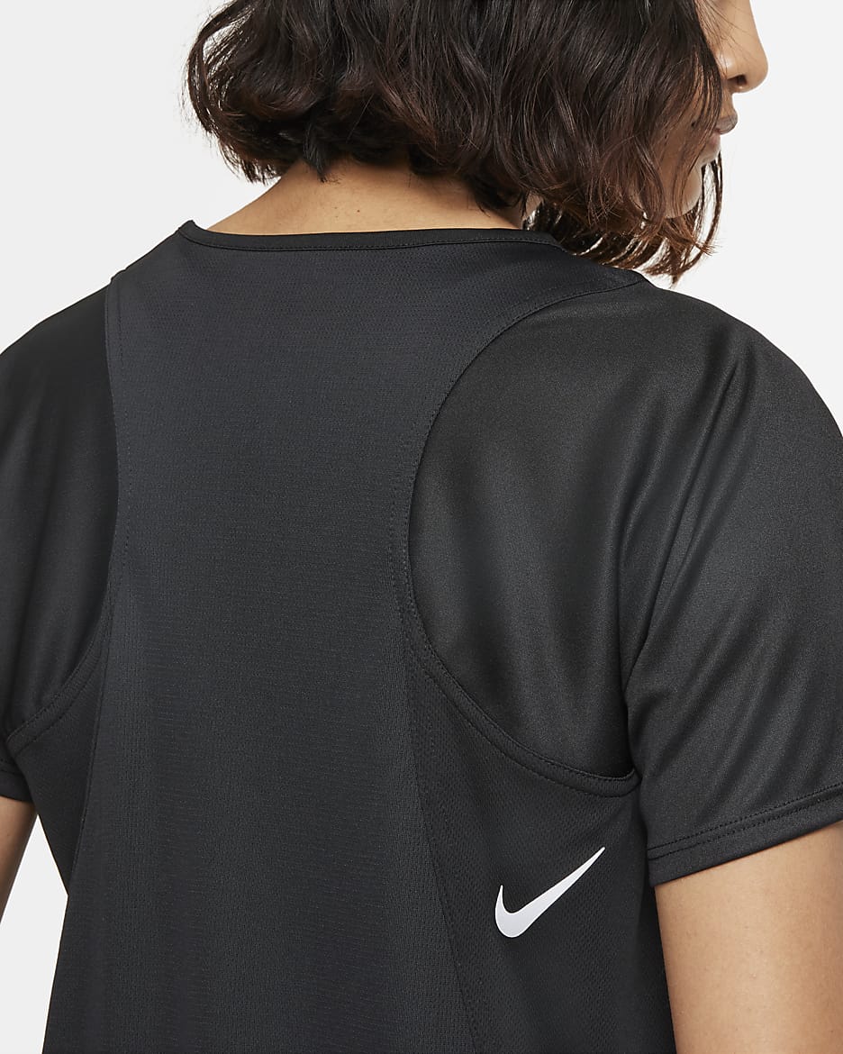 Nike womens black running top hotsell